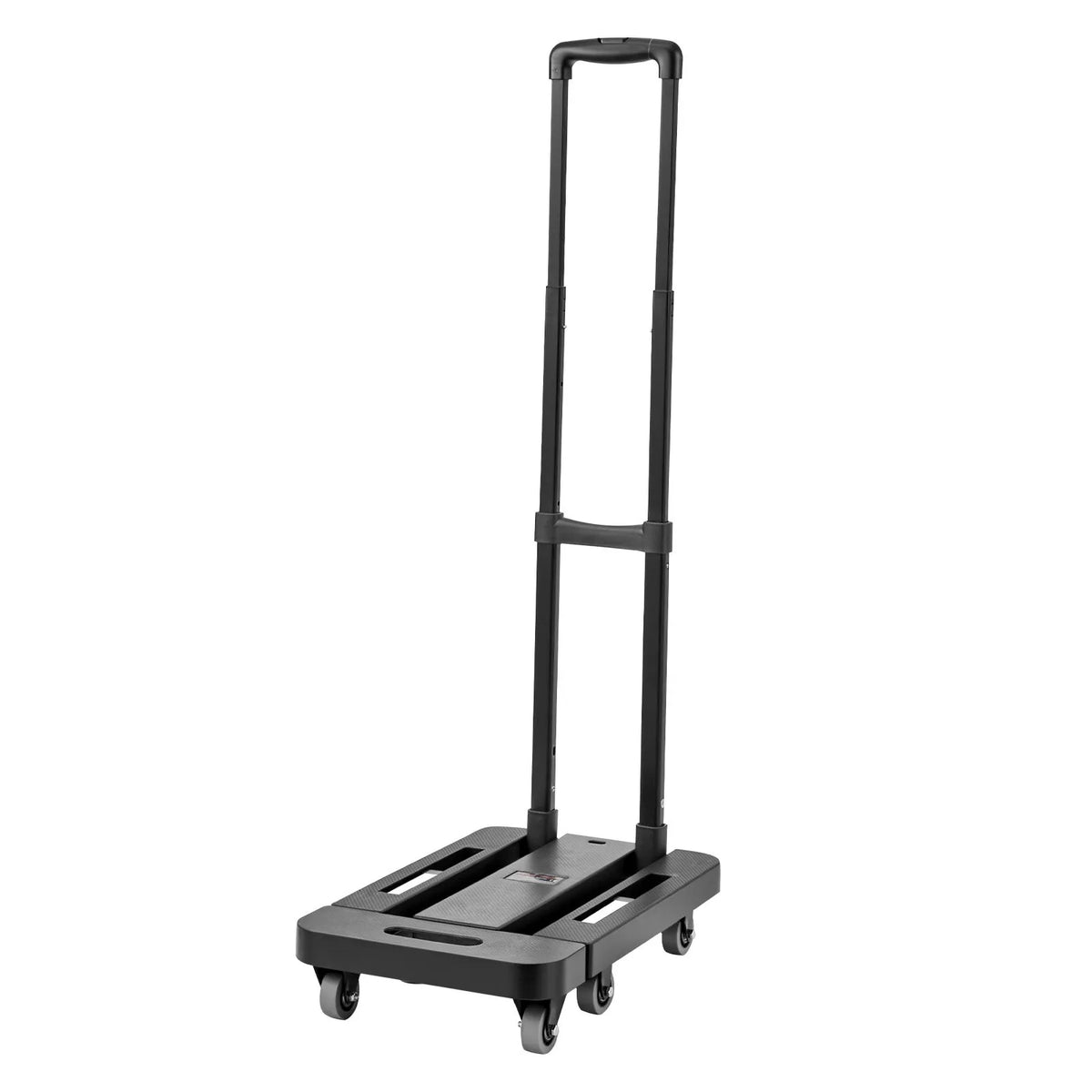 Folding Hand Truck, 226.8 kg Load Capacity, 6 Wheels, 2 Elastic Straps and Expandable Base, Black