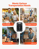 Saliekamais rokas ratiņš, 226,8 kg kravnesība, ar 6 riteņiem, 2 elastīgām siksnām un paplašināmu pamatni, melns