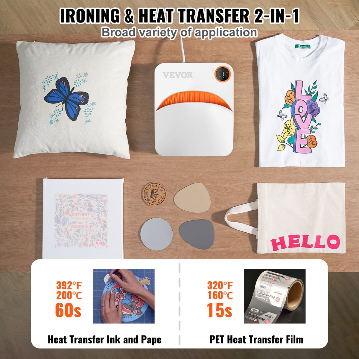 VEVOR Portable Lightweight Heat Press 30 × 25 cm, for T-Shirts