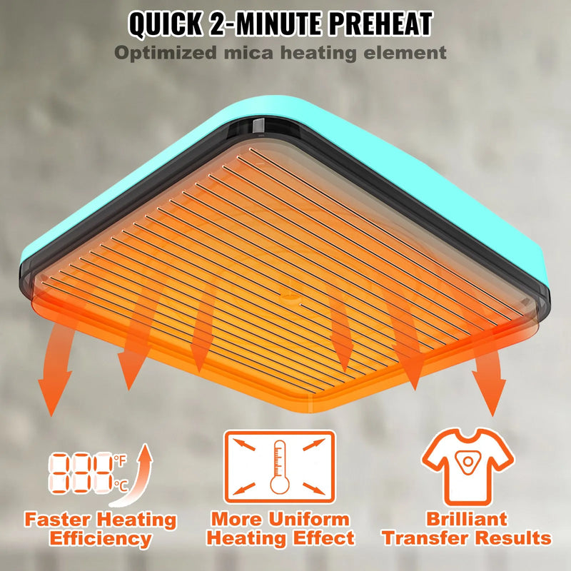 VEVOR pārnēsājama termoprese 229 x 229 mm sublimācijas pārnesei un DIY T - kreklu apdrukai - ZEMLETES.LV