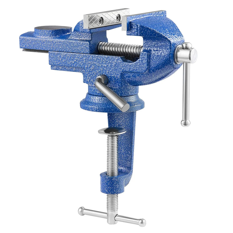 VEVOR darbagalda skrūvspīles 76,2 mm ar 360° rotējošu pamatni, ātrās fiksācijas mehānismu un paaugstinātu čuguna korpusu, piemērotas kokapstrādei, metālapstrādei, urbšanai un griešanai
