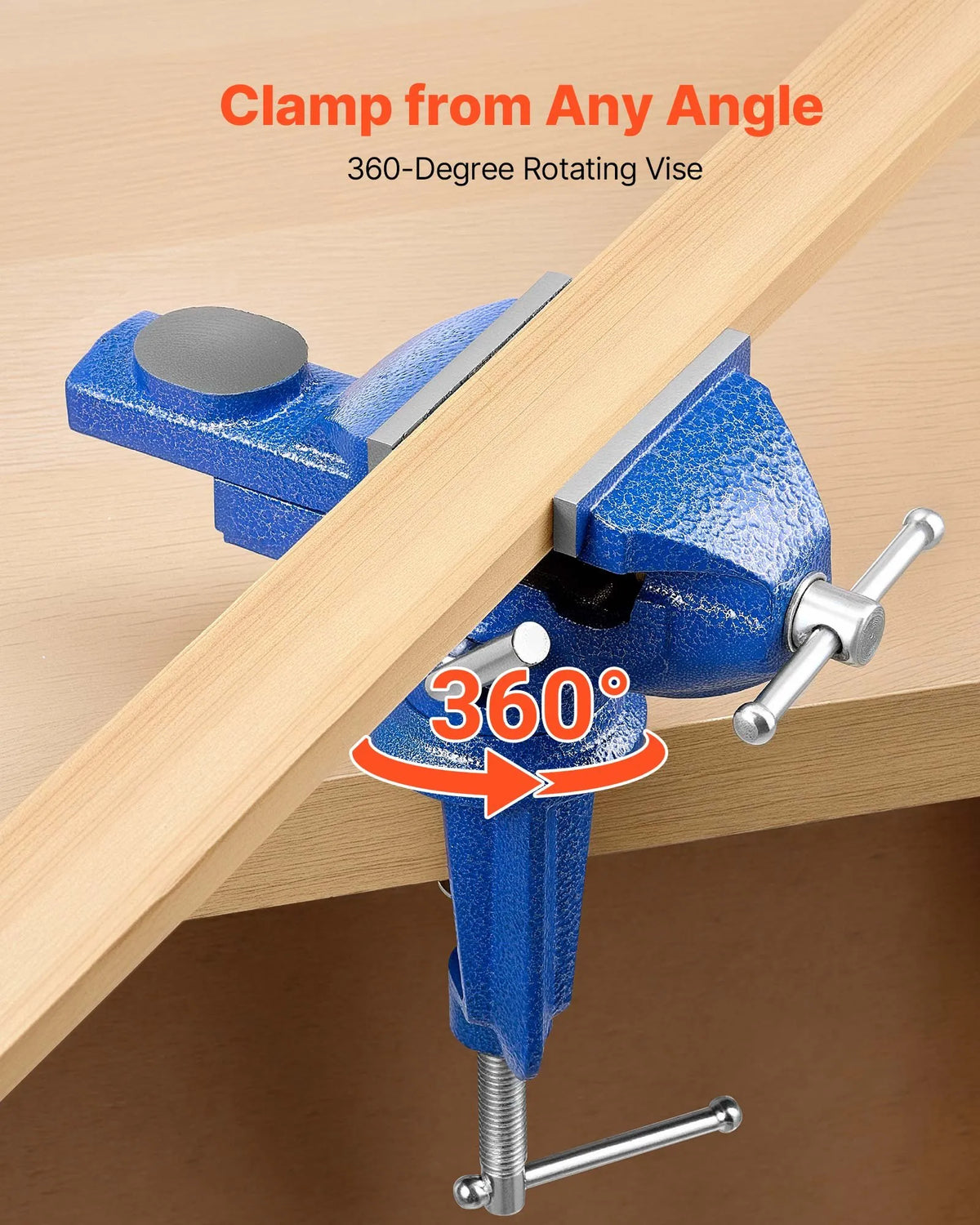 VEVOR Bench Vise 76 mm with 360° Rotating Base and Quick Clamp, Cast Iron