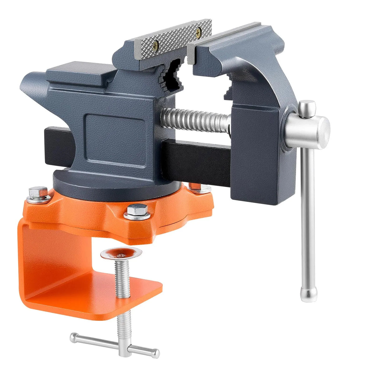 VEVOR Bench Vise 114 mm with 270° Swivel Base and Quick Release, Cast Iron, Pipe Jaws