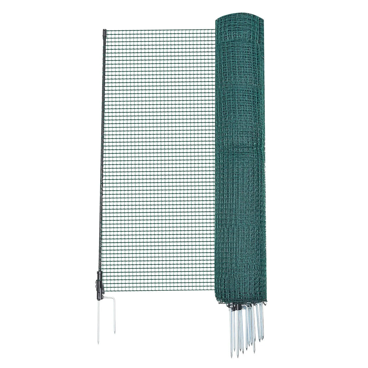 VEVOR pagaidu žogs ar stabiem, 1,2 x 15 m plastmasas sieta žogs ar dubultajiem mietiem un nostiprināšanas virvēm, piemērots suņiem, vistām, augiem un āra teritorijām - ZEMLETES.LV