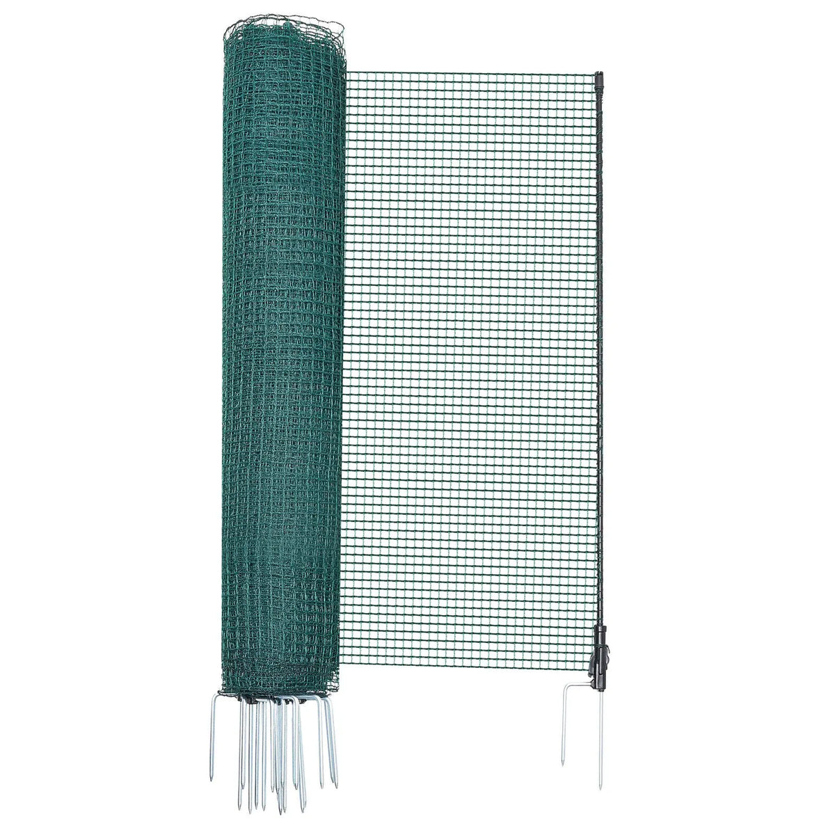 VEVOR pagaidu žogs ar stabiem, 1,2 x 20 m plastmasas sieta žogs ar dubultajiem mietiem un nostiprināšanas virvēm, piemērots suņiem, vistām, augiem un āra teritorijām - ZEMLETES.LV