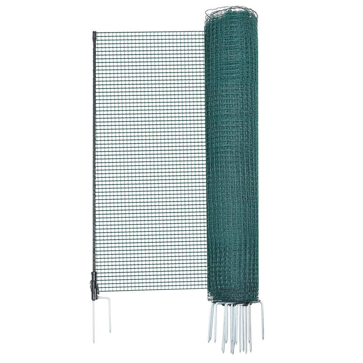 VEVOR pagaidu žogs ar stabiem, 1,2 x 20 m plastmasas sieta žogs ar dubultajiem mietiem un nostiprināšanas virvēm, piemērots suņiem, vistām, augiem un āra teritorijām - ZEMLETES.LV