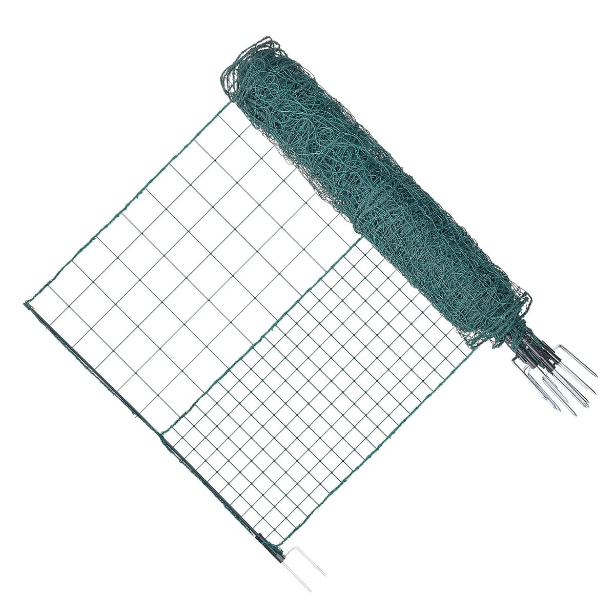 VEVOR pagaidu žogs ar stabiem, 1,05 x 25 m plastmasas sieta žogs ar dubultajiem mietiem un nostiprināšanas virvēm, piemērots suņiem, vistām, augiem un āra teritorijām - ZEMLETES.LV