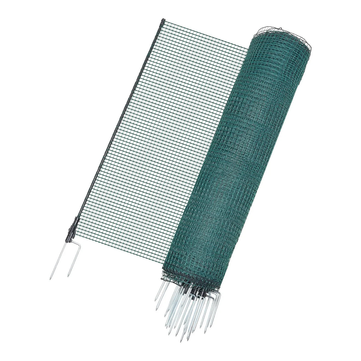 VEVOR pagaidu žogs ar stabiem, 1,2 x 25 m plastmasas sieta žogs ar dubultajiem mietiem un nostiprināšanas virvēm, piemērots suņiem, vistām, augiem un āra teritorijām - ZEMLETES.LV