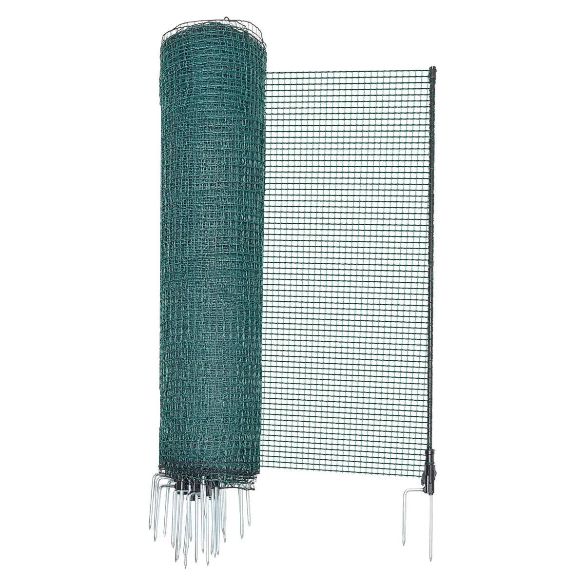 VEVOR pagaidu žogs ar stabiem, 1,2 x 25 m plastmasas sieta žogs ar dubultajiem mietiem un nostiprināšanas virvēm, piemērots suņiem, vistām, augiem un āra teritorijām - ZEMLETES.LV
