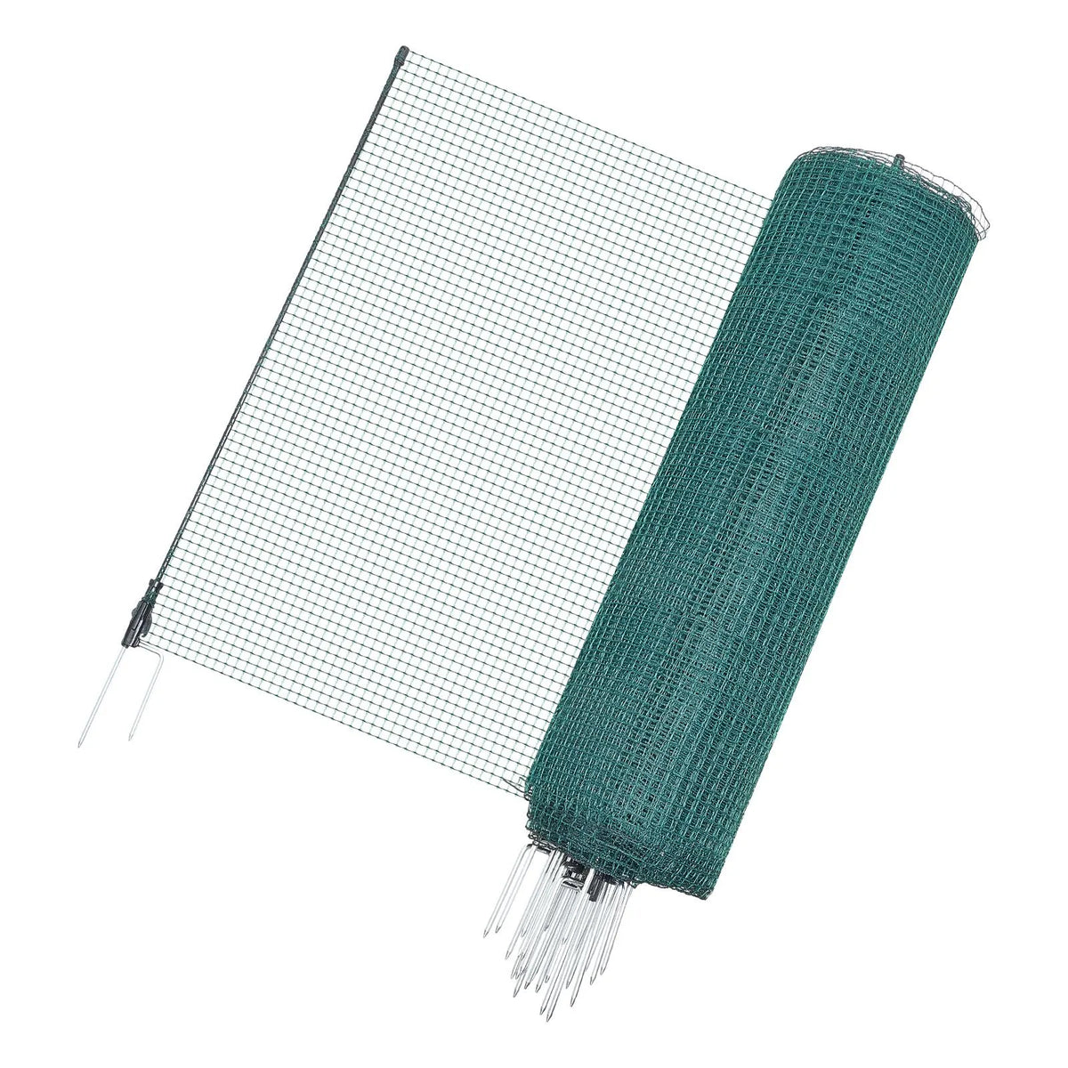 VEVOR pagaidu žogs ar stabiem, 0,9 x 50 m plastmasas sieta žogs ar dubultajiem mietiem un nostiprināšanas virvēm, piemērots suņiem, vistām, augiem un āra teritorijām - ZEMLETES.LV