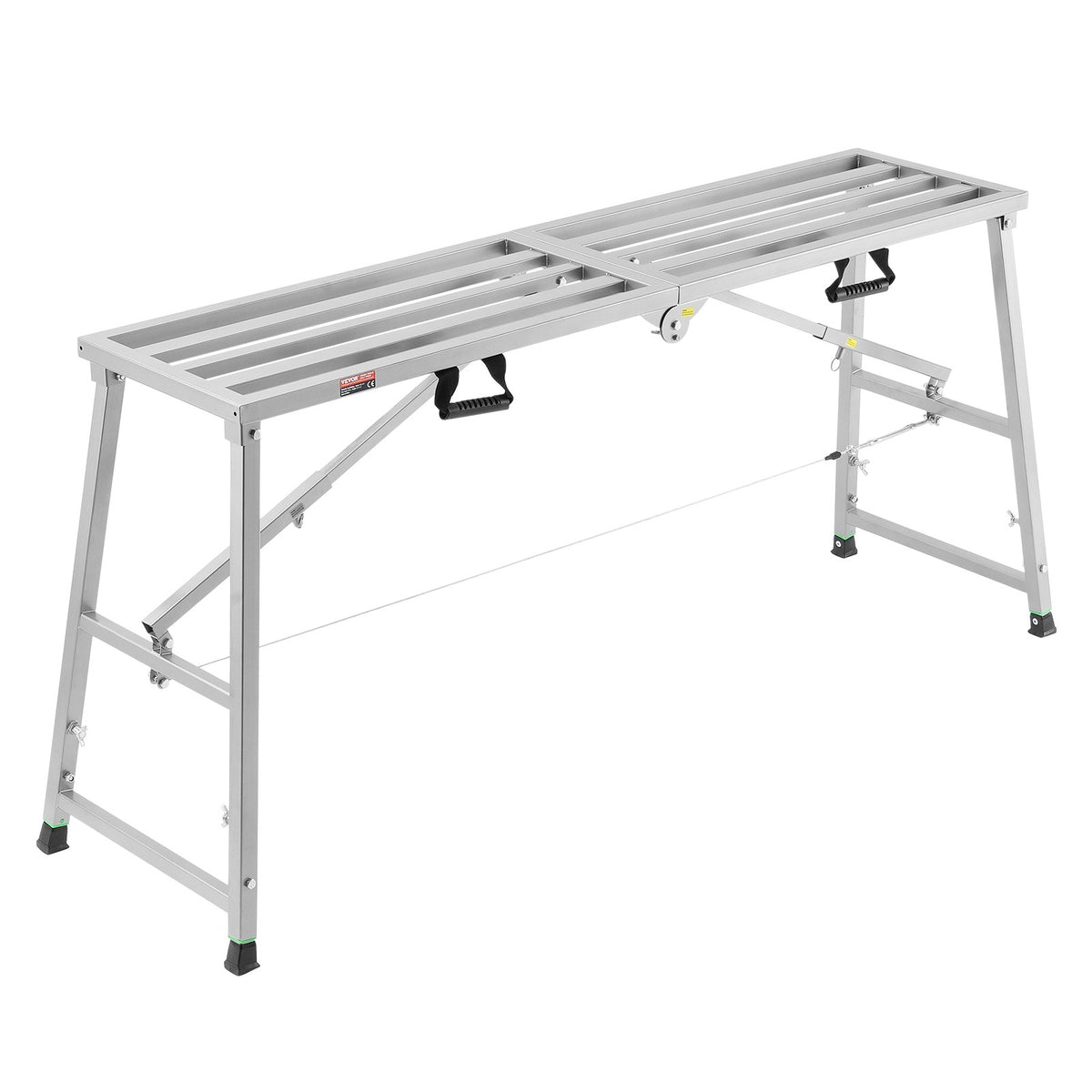 VEVOR darba platforma ar 4 līmeņu regulējamu augstumu, salokāma leģētā tērauda konstrukcija, kravnesība 360 kg, pretslīdes gumijas kājas, pārvietojama platforma krāsošanai, tīrīšanai un montāžas darbiem - ZEMLETES.LV