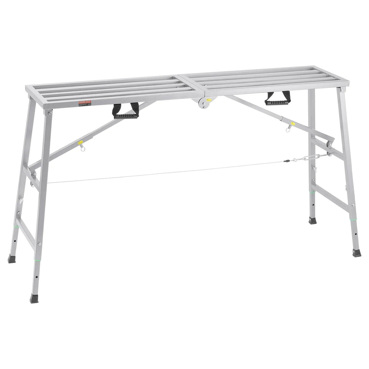 VEVOR darba platforma ar 4 līmeņu regulējamu augstumu, salokāma leģētā tērauda konstrukcija, kravnesība 360 kg, pretslīdes gumijas kājas, pārvietojama platforma krāsošanai, tīrīšanai un montāžas darbiem - ZEMLETES.LV