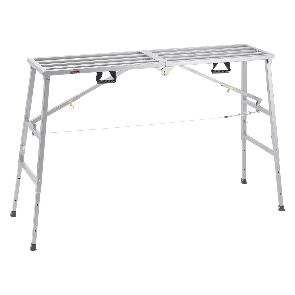 VEVOR darba platforma ar 4 līmeņu regulējamu augstumu, salokāma leģētā tērauda konstrukcija, kravnesība 360 kg, pretslīdes gumijas kājas, pārvietojama platforma krāsošanai, tīrīšanai un montāžas darbiem - ZEMLETES.LV
