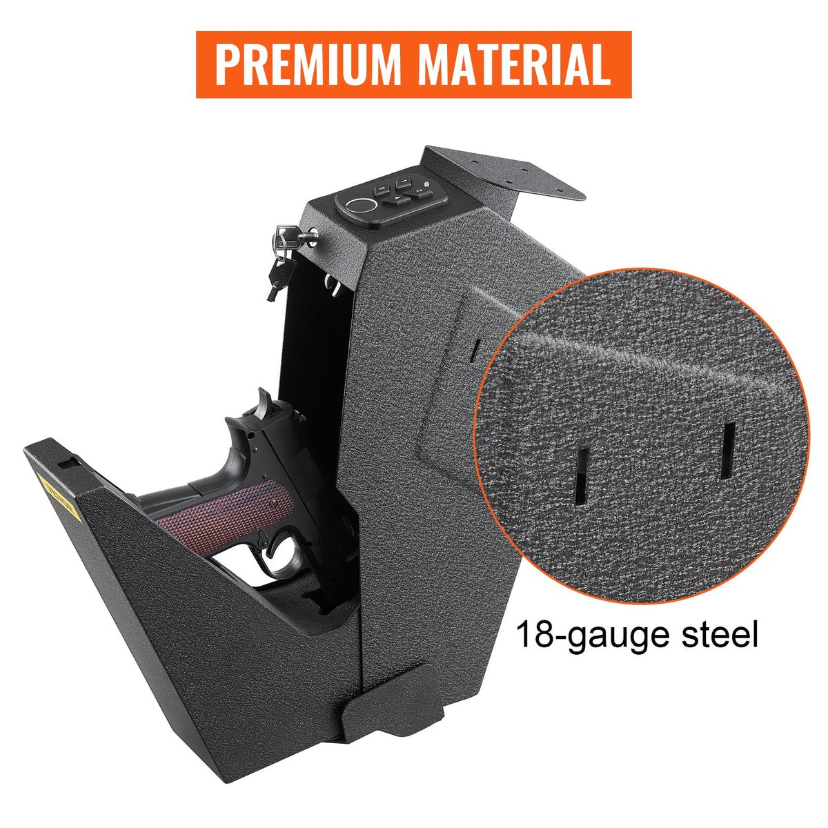VEVOR Fingerprint Pistol Safe – Quick Access Security Box with Key, Lock and Gun Holder