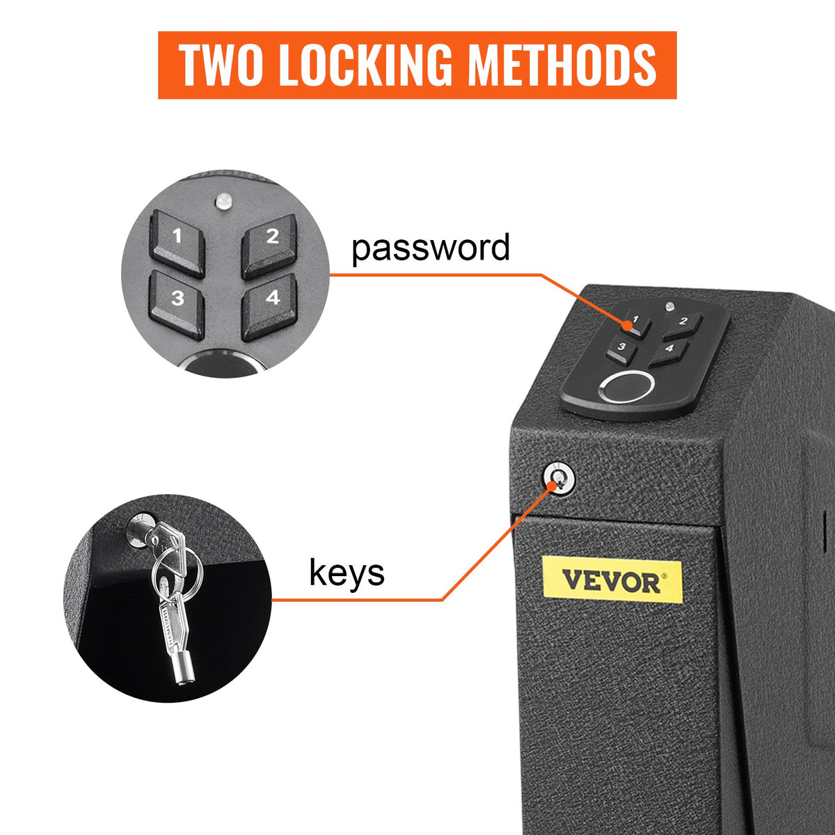 VEVOR Fingerprint Pistol Safe – Quick Access Security Box with Key, Lock and Gun Holder