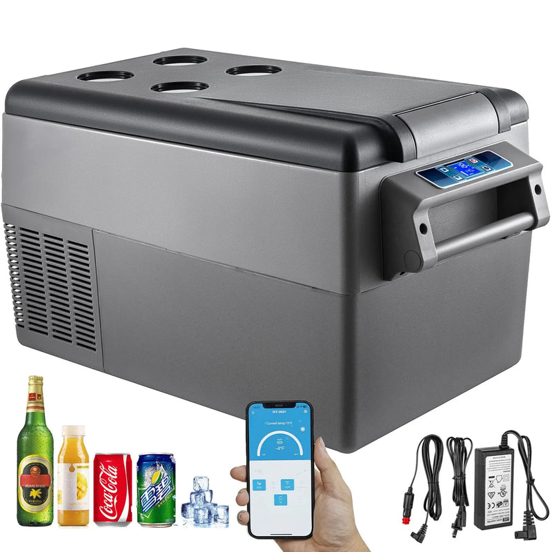 35L VEVOR automašīnas ledusskapis/saldētava, ideāls risinājums automašīnām, kravas automašīnām, treileriem, laivām, kā arī lietošanai mājās vai āra aktivitātēs, piemēram, ceļojumos, makšķerēšanā un kempingā.