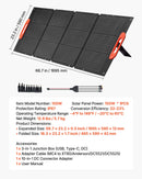 VEVOR salokāms monokristāliskais saules panelis 150 W ar 23 % efektivitāti, pārnēsājams ETFE saules paneļa lādētājs ar MC4 izeju, Type-C, QC3.0 USB un DC pieslēgvietām, IP67 ūdensizturīgs, paredzēts elektroenerģijas stacijām, kempingam un pārgājieniem