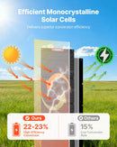 VEVOR salokāms monokristāliskais saules panelis 300 W, 23 % augstas efektivitātes pārnēsājams saules paneļa lādētājs ar MC4 izeju un 10-in-1 DC adapteriem, IP67 ūdensizturīgs, paredzēts elektroenerģijas stacijām, kempingam un pārgājieniem