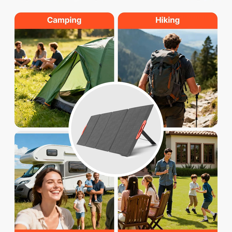 VEVOR salokāms monokristāliskais saules panelis 300 W, 23 % augstas efektivitātes pārnēsājams saules paneļa lādētājs ar MC4 izeju un 10-in-1 DC adapteriem, IP67 ūdensizturīgs, paredzēts elektroenerģijas stacijām, kempingam un pārgājieniem