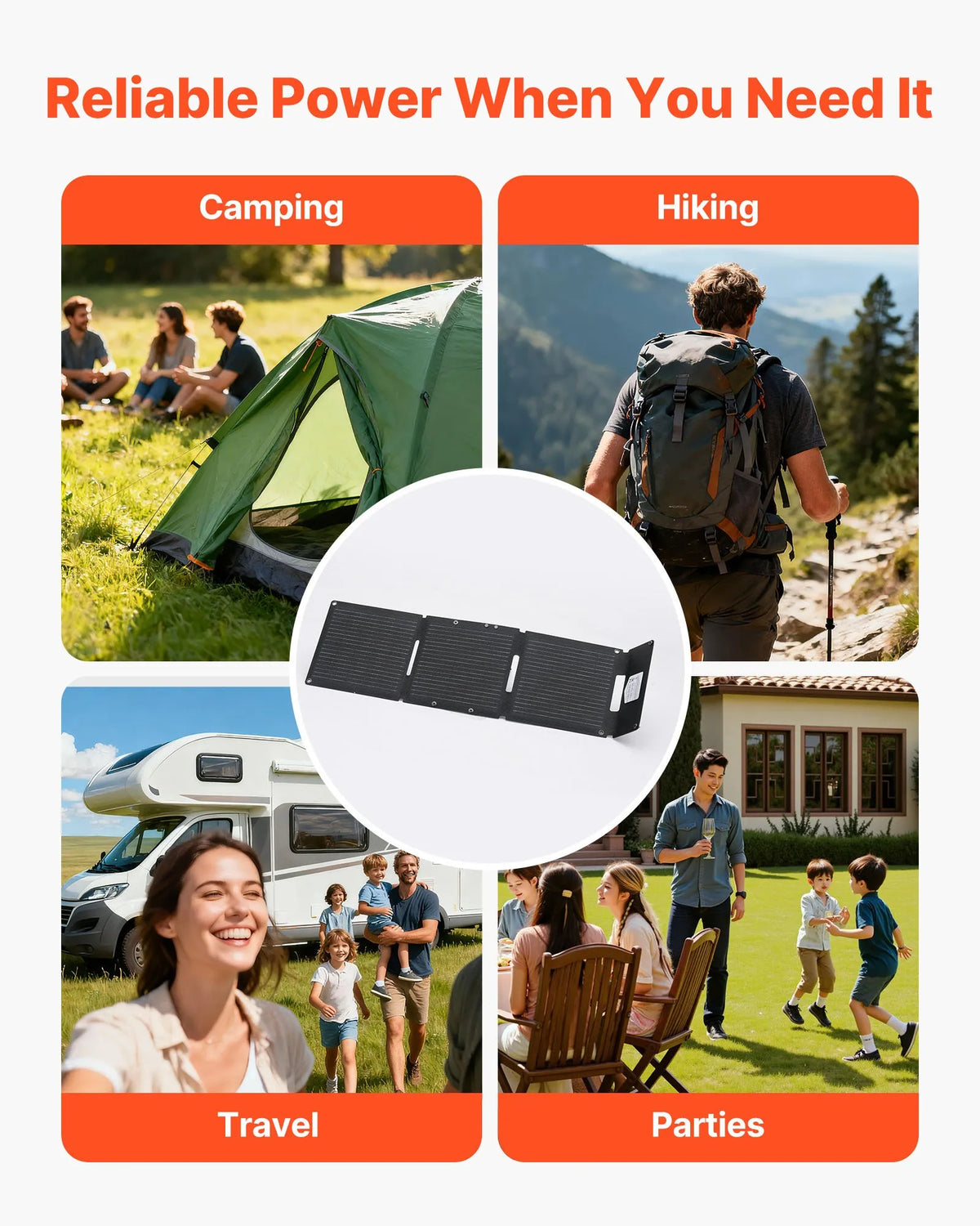 VEVOR Saules panelis 30W salokāms — USB-A/USB-C