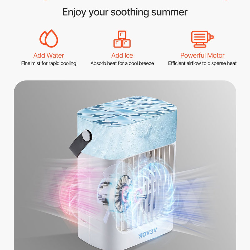 VEVOR portatīvais gaisa kondicionieris 4-in-1 iztvaikošanas gaisa dzesētājs ar 700 ml ūdens tvertni