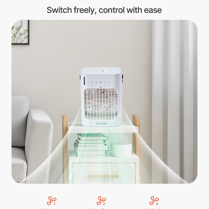 VEVOR portatīvais gaisa kondicionieris 4-in-1 iztvaikošanas gaisa dzesētājs ar 700 ml ūdens tvertni