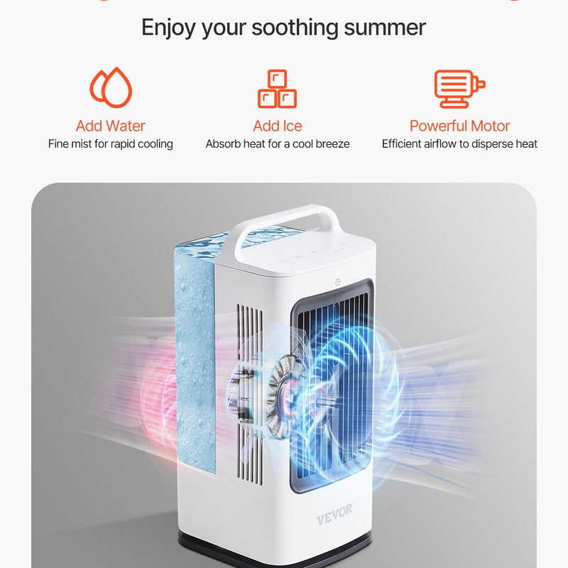 Pārvietojams 4-vienā gaisa dzesētājs ar 1,7 l ūdens tvertni