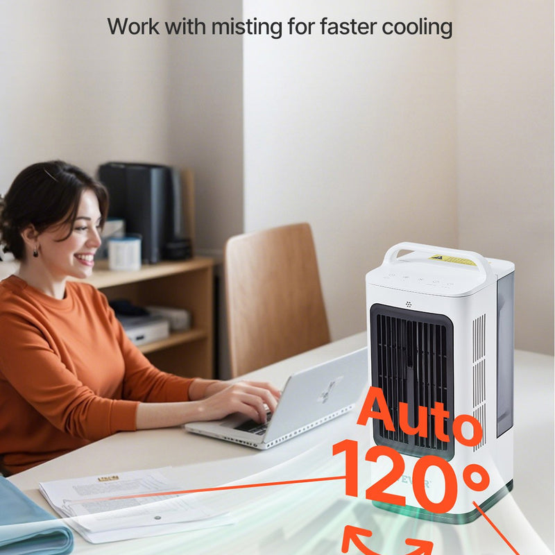 Pārvietojams 4-vienā gaisa dzesētājs ar 1,7 l ūdens tvertni