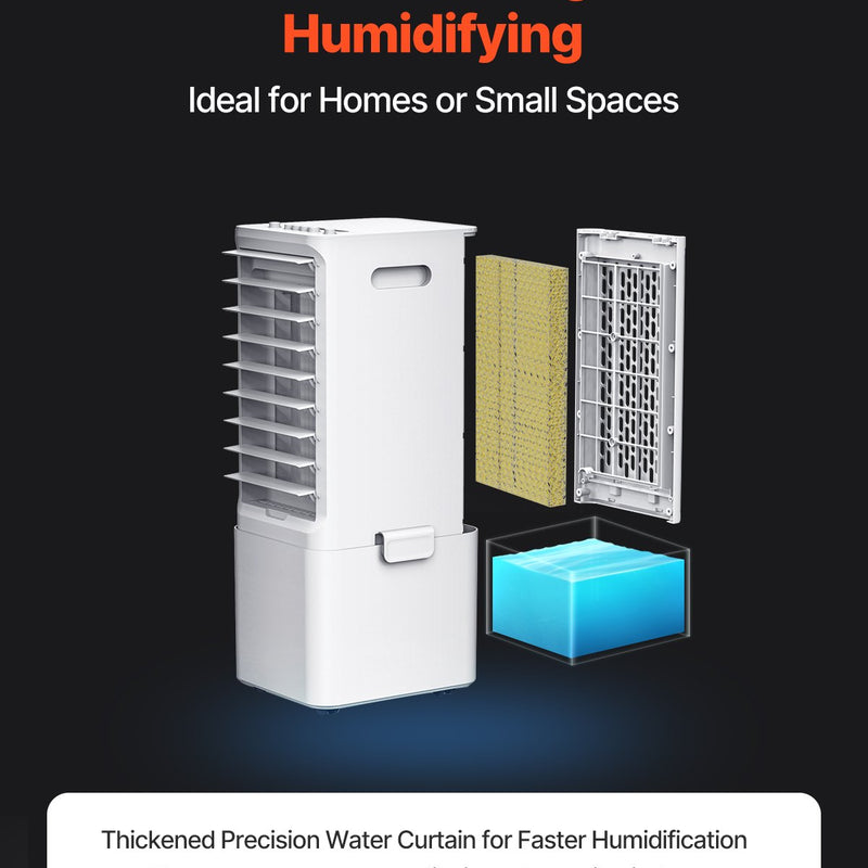 VEVOR iztvaikošanas gaisa dzesētājs 9L, 550 CFM, ar 2 ledus kastēm