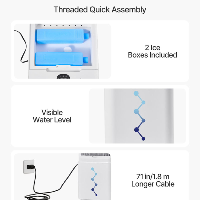 VEVOR iztvaikošanas gaisa dzesētājs 9L, 550 CFM, ar 2 ledus kastēm