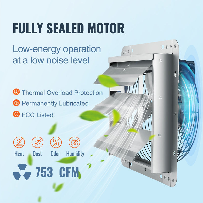 VEVOR žalūziju izplūdes ventilators, sienas montāžas, 254 mm, 1280 m³/h, AC motors