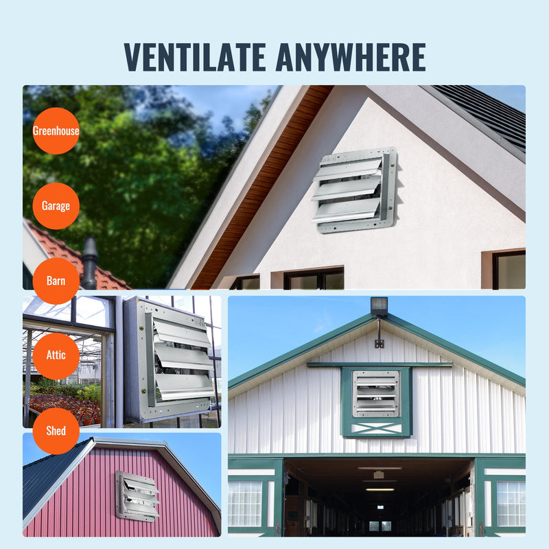 VEVOR žalūziju izplūdes ventilators, sienas montāžas, 254 mm, 1280 m³/h, AC motors