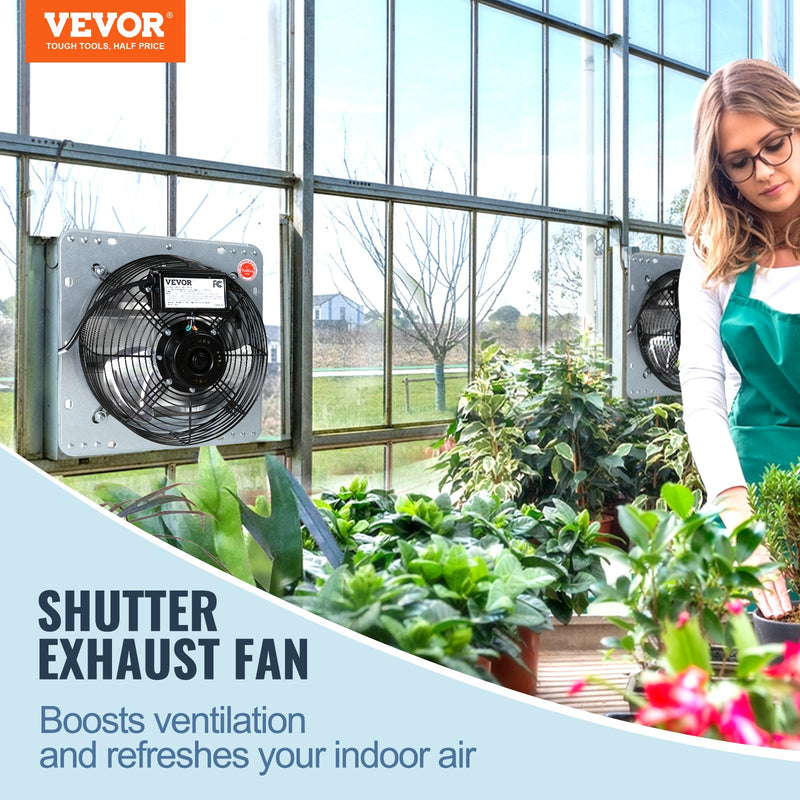 VEVOR žalūziju izplūdes ventilators – 406 mm sienas stiprināms darbnīcas ventilators, 1506 CFM, AC