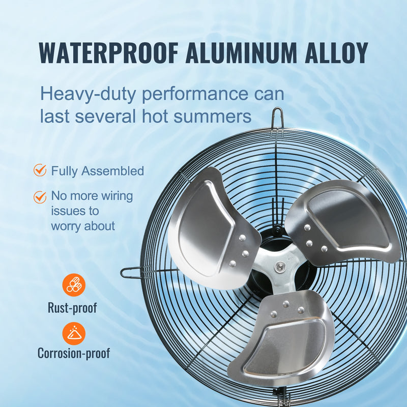 VEVOR žalūziju izplūdes ventilators – 406 mm sienas stiprināms darbnīcas ventilators, 1506 CFM, AC