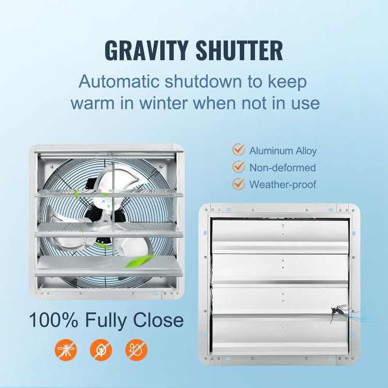 VEVOR žalūziju izplūdes ventilators – 406 mm sienas stiprināms darbnīcas ventilators, 1506 CFM, AC