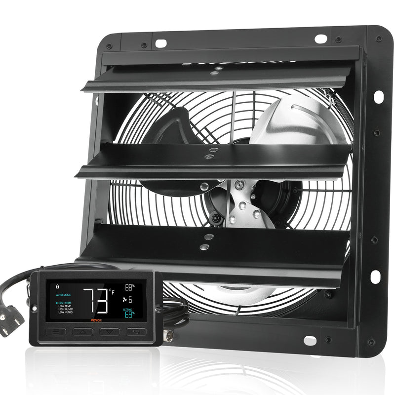 VEVOR Aizvaru Izplūdes Ventilators, Veikala Izplūdes Ventilators 254mm Ar Tālvadības Kontroli, Sienā Uzstādāms EC