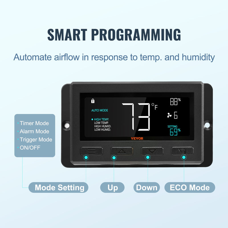 VEVOR žalūziju izplūdes ventilators, sienas montāžas, 305 mm, tālvadības pults, EC motors