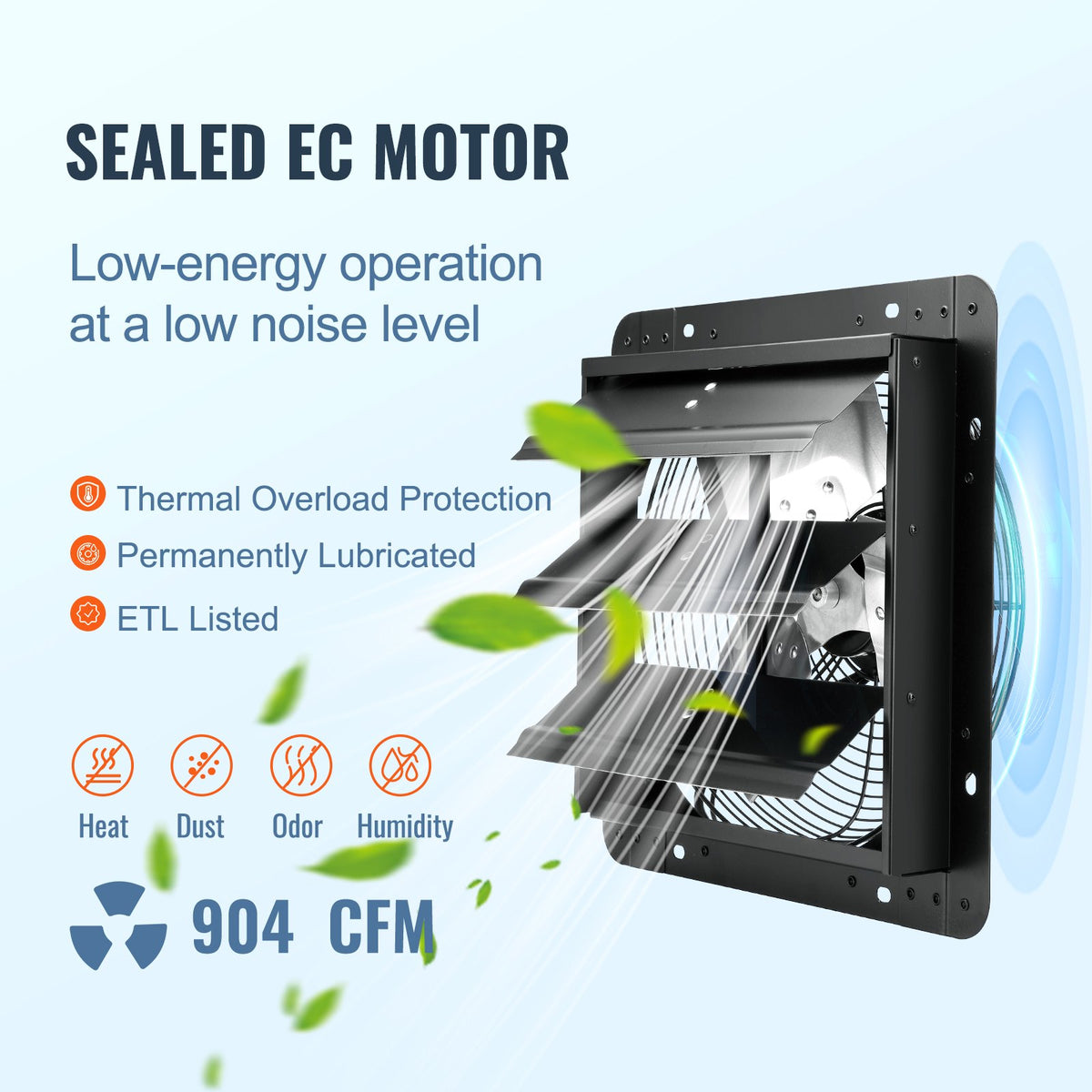 VEVOR žalūziju izplūdes ventilators, sienas montāžas, 305 mm, tālvadības pults, EC motors
