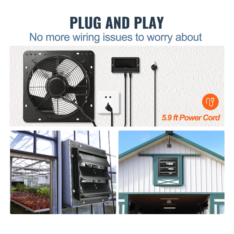 VEVOR žalūziju izplūdes ventilators, sienas montāžas, 305 mm, tālvadības pults, EC motors