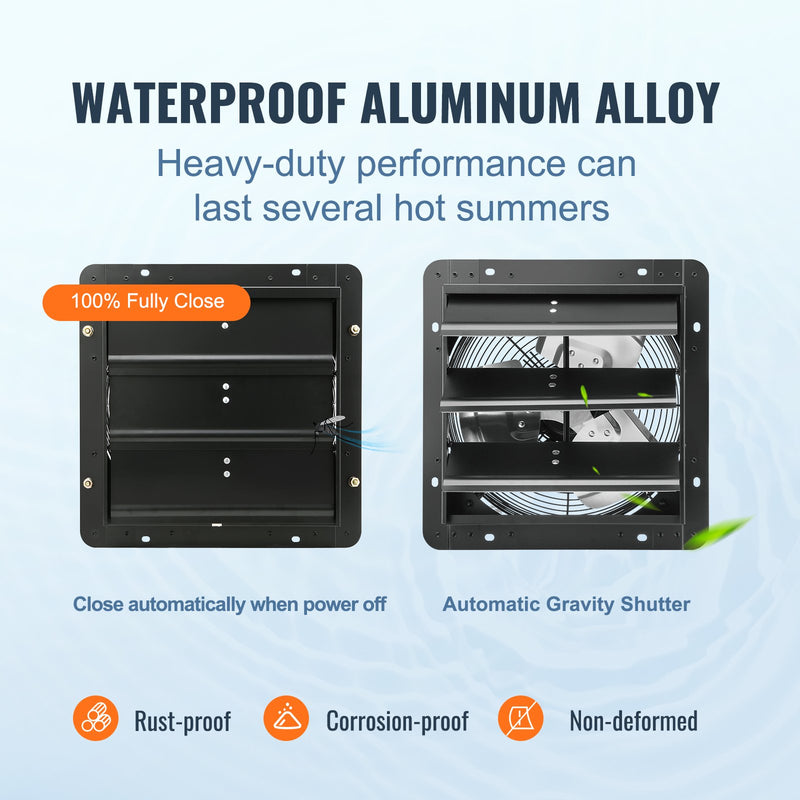 VEVOR žalūziju izplūdes ventilators, sienas montāžas, 305 mm, tālvadības pults, EC motors