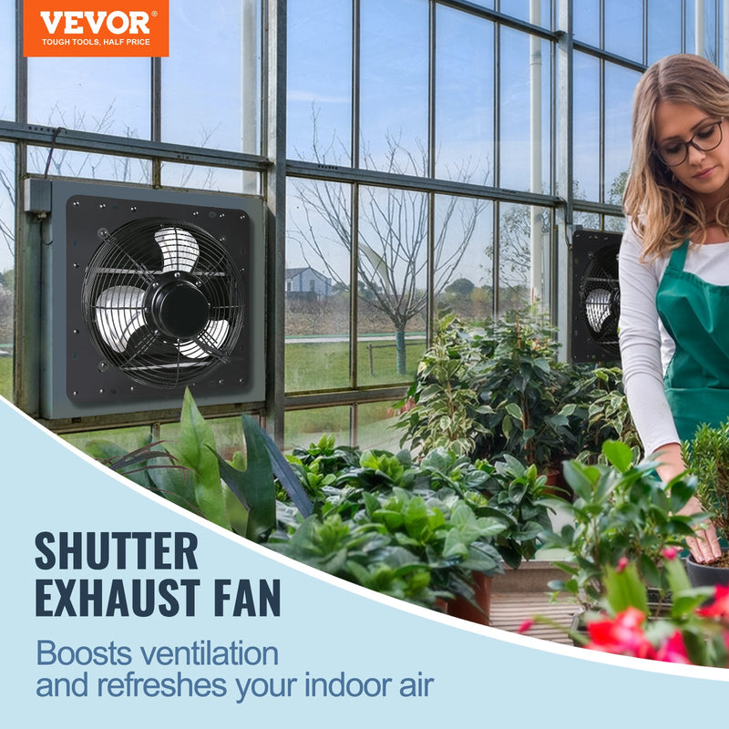 VEVOR Aizvaru Izplūdes Ventilators, Veikala Izplūdes Ventilators 356 mm Ar Tālvadības Kontroli, Sienā Uzstādāms EC