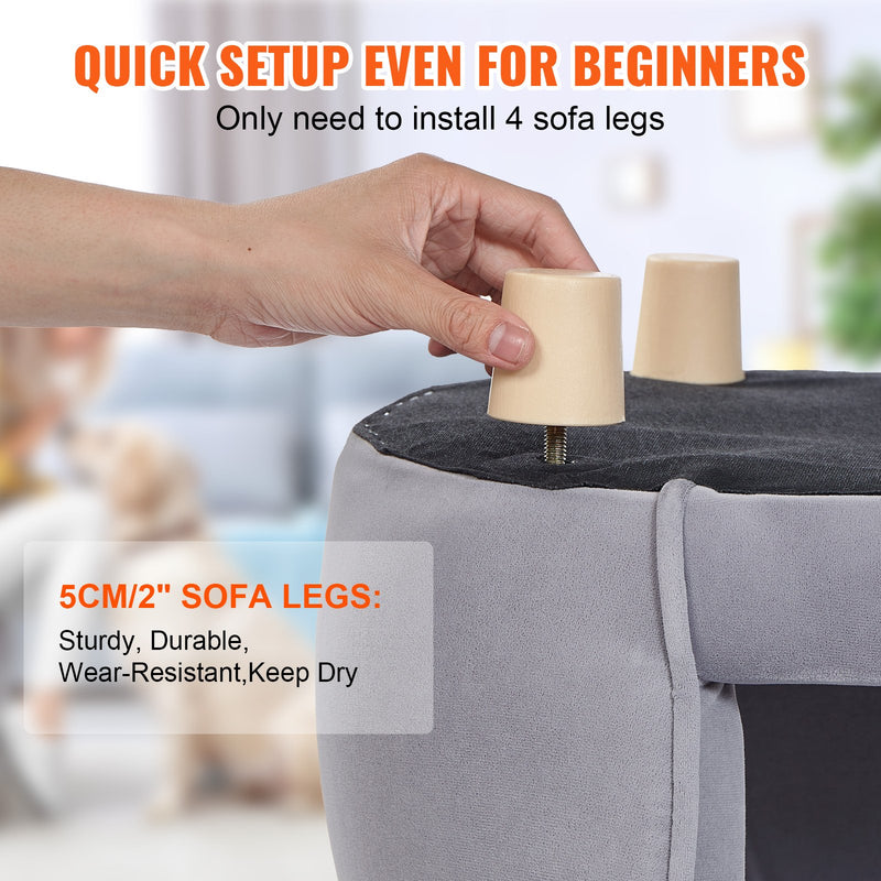 VEVOR mājdzīvnieku dīvāns mazajiem suņiem un kaķiem, tumši pelēks, slodze līdz 30 kg