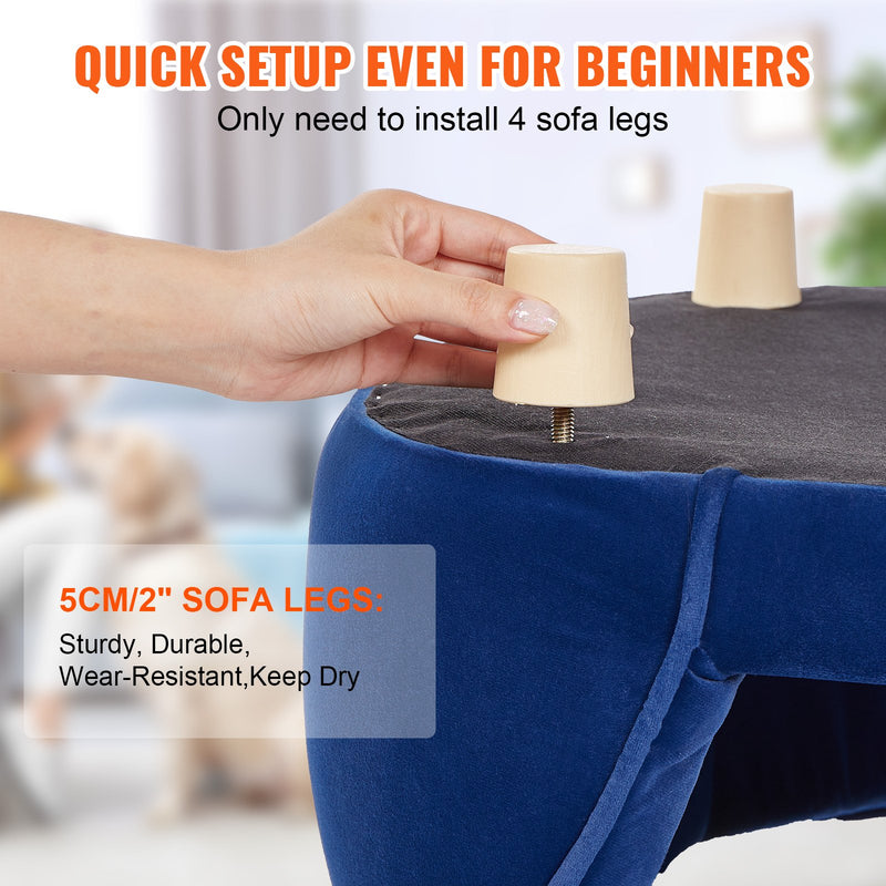 VEVOR mājdzīvnieku dīvāns vidēja izmēra suņiem un kaķiem, mīksts samta, ar 37 kg slodzes izturību, tumši zils