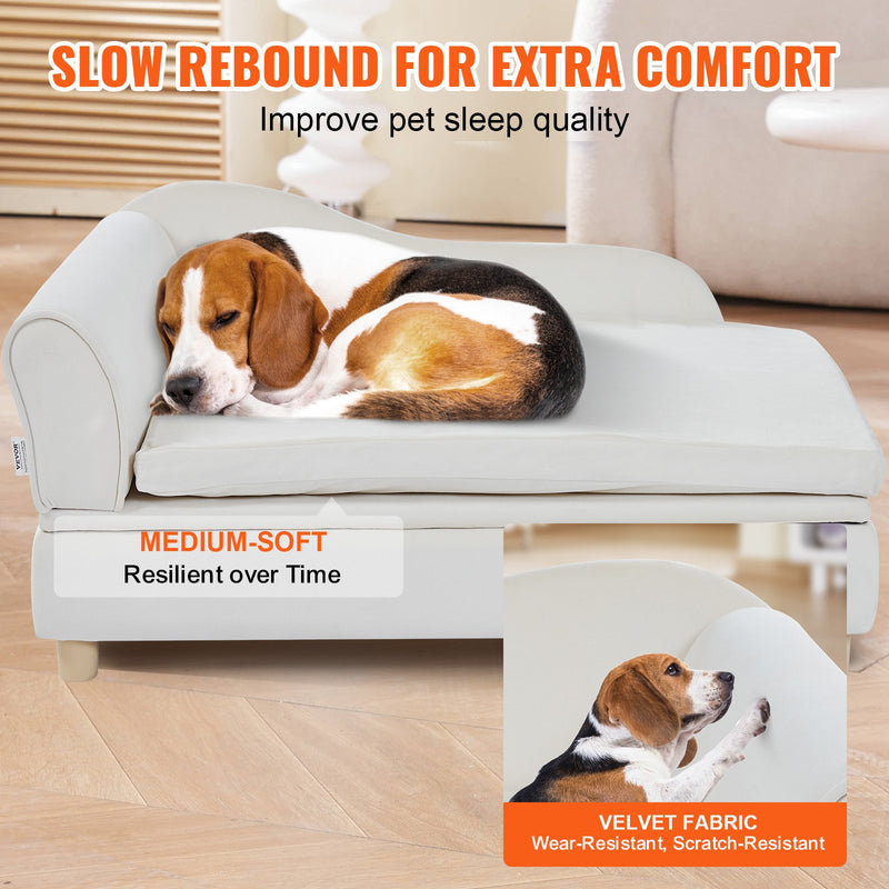 VEVOR mājdzīvnieku dīvāns, dīvāns lieliem suņiem un kaķiem, mīksts samta suņu dīvāns, kravnesība līdz 50 kg, kaķu dīvāns, balts