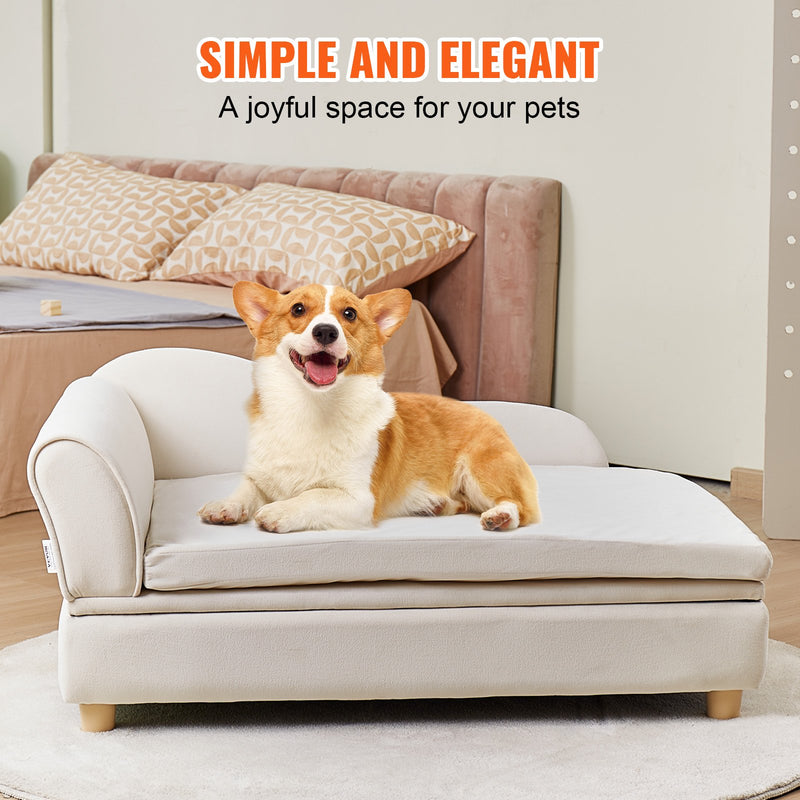 VEVOR mājdzīvnieku dīvāns, dīvāns lieliem suņiem un kaķiem, mīksts samta suņu dīvāns, kravnesība līdz 50 kg, kaķu dīvāns, balts