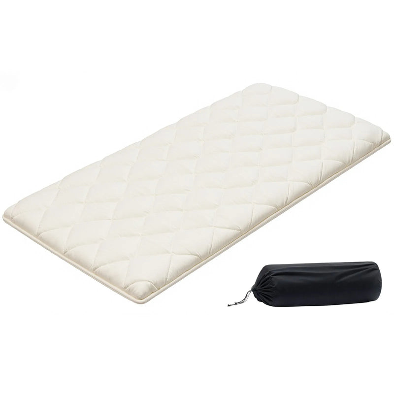 VEVOR japāņu tatami matracis 2032 × 991 × 63,5 mm, salokāms futona matracis ar uzglabāšanas somu un stiprinājumu, 9 slāņu grīdas matracis gulēšanai, kopmītnei, meditācijai un jogai, balts - ZEMLETES.LV