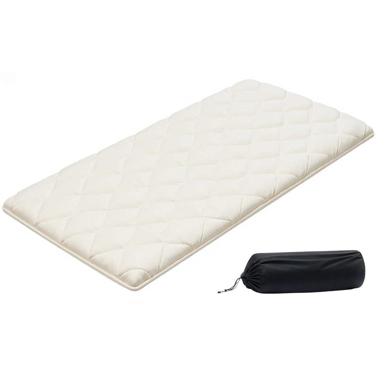 VEVOR japāņu tatami matracis 2032 × 991 × 63,5 mm, salokāms futona matracis ar uzglabāšanas somu un stiprinājumu, 9 slāņu grīdas matracis gulēšanai, kopmītnei, meditācijai un jogai, balts - ZEMLETES.LV