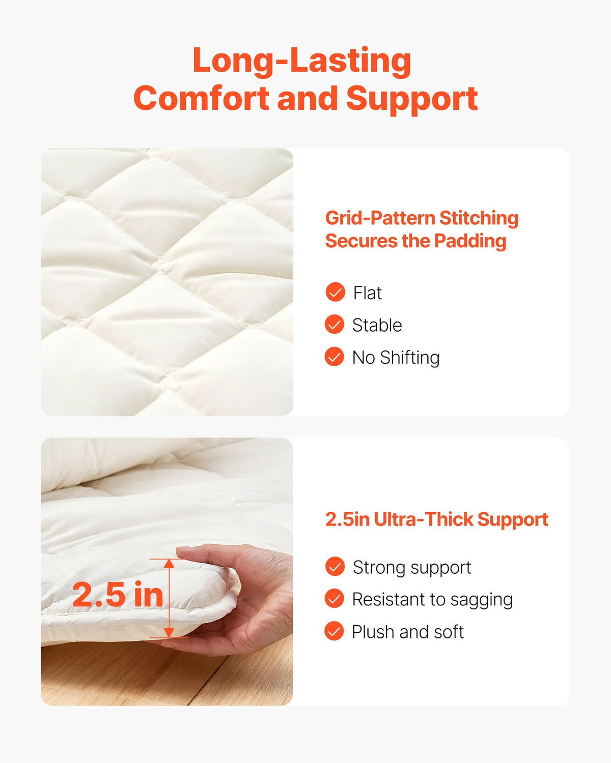 VEVOR japāņu tatami matracis 2032 × 991 × 63,5 mm, salokāms futona matracis ar uzglabāšanas somu un stiprinājumu, 9 slāņu grīdas matracis gulēšanai, kopmītnei, meditācijai un jogai, balts - ZEMLETES.LV