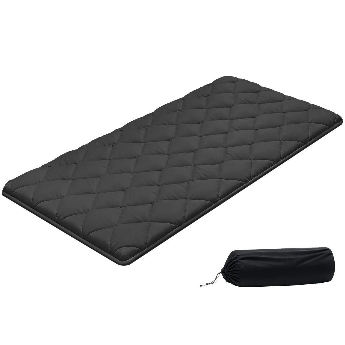 VEVOR japāņu tatami matracis 2032 × 991 × 89 mm, salokāms futona matracis ar uzglabāšanas somu un stiprinājumu, 9 slāņu grīdas matracis gulēšanai, kopmītnei, meditācijai un jogai, melns - ZEMLETES.LV