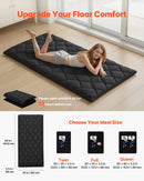 VEVOR japāņu tatami matracis 2032 × 991 × 89 mm, salokāms futona matracis ar uzglabāšanas somu un stiprinājumu, 9 slāņu grīdas matracis gulēšanai, kopmītnei, meditācijai un jogai, melns - ZEMLETES.LV